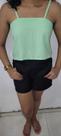 Cropped decote reto em viscose com alças reguláveis e elástico nas costas Cropped decote reto em viscose com alças reguláveis e elástico nas costas
