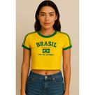 Cropped Do Brasil Bandeira Bordada - Amarela