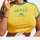 Cropped Do Brasil Bandeira Bordada - Amarela
