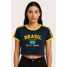 Cropped Do Brasil Bandeira Bordada - Azul Escuro