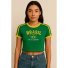 Cropped Do Brasil Bandeira Bordada - Verde