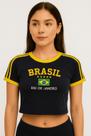 Cropped Do Brasil Bordado Feminino