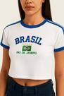 Cropped Do Brasil Bordado Feminino