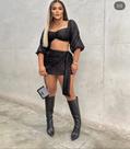 Cropped e saia fest noite na cor preta- tamanho: M