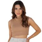 Cropped Em Ribana Regata Moda Casual Feminino