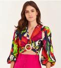 Cropped estampa araras