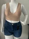 Cropped fem canelado bege TAM m, marca fashion modas