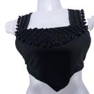 Cropped Feminino Alça Larga com Bojo e Detalhe Fantasia Perolas Cropped Feminino Alça Larga com Bojo e Detalhe Fantasia Perolas