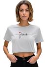 Cropped Feminino Blusa Estampada Jesus Fé Oração Manga Curta Algodão