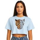 Cropped Feminino Blusinha Onça Estampada Moda Verão