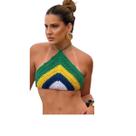 Cropped Feminino Brasil em Crochê Frente Única Cropped Feminino Brasil em Crochê Frente Única
