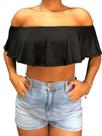 Cropped Feminino Ciganinha Babado Ombro a Ombro
