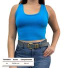 Cropped Feminino Decote Canoa em Viscolycra Azul