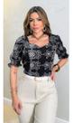 Cropped Feminino Estampado C Manga Princesa Poliester S8168