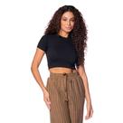 Cropped Feminino Feliny Canelado Gola Careca Preto Cropped Feminino Feliny Canelado Gola Careca Preto