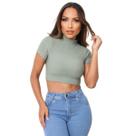 Cropped Feminino Gola Alta Casual Moda Fashion