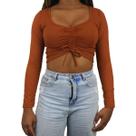 Cropped Feminino Manga Longa com Cordão Funcional Frontal Cropped Feminino Manga Longa com Cordão Funcional Frontal