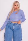 Cropped Feminino Manga Longa Plus Size Strass