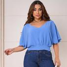 Cropped Feminino Manga Morcego Tamanho G Azul Céu Social Cropped Feminino Manga Morcego Tamanho G Azul Céu Social