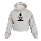 Cropped Feminino Moletom Estampa Skate Board Flanela Inverno