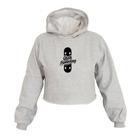 Cropped Feminino Moletom Estampa Skate Boarding Capuz Estilo