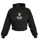 Cropped Feminino Moletom Estampa Skate Club Capuz Inverno