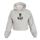 Cropped Feminino Moletom Estampa Skate Club Capuz Inverno