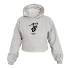 Cropped Feminino Moletom Estampa Skate Study Capuz Inverno