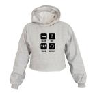 Cropped Feminino Moletom Sleep Eat Train Repeat Capuz Estilo