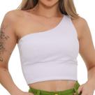 Cropped Feminino Ombro Com Bojo Modelo Malha Canelada Tecido Algodão Premium