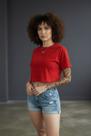 Cropped feminino oversize premium vermelho 1812