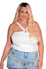 Cropped Feminino Plus Size Com Alça e Argola
