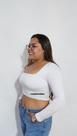 Cropped Feminino Quadradinho com Manga Longa