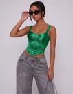 Cropped Feminino Regata Bico Bojo Retro Acetinado Sexy Festa