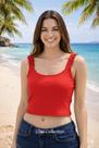 Cropped Feminino Ribaninha Canelada Alça Frufru Tamanho Único