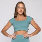 Cropped Fitness Feminino Corte Princesa Tecido textura Bojo