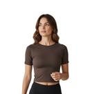 Cropped Fitness Lightness Mangas Cor:COFFETamanho:G