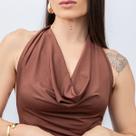 Cropped Frente Única Feminino Moderno De Amarrar Caimento Sofisticado Look Verão
