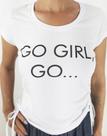 Cropped Go Girl, Go Franzido Feminino 100% Algodão Blufera Jeans 21722-1