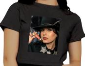 Cropped Infantil Blusa Manga Curta Estampa Ana Castela Cantora Carmed Boiadeira