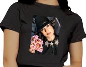 Cropped Infantil Blusa Manga Curta Estampa Ana Castela Carmed Cantora Sertanejo