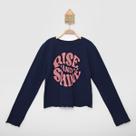 Cropped Infantil Hering Kids Cropped Manga Longa Estampado