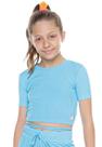 Cropped Juvenil Canelado Azul Mylu