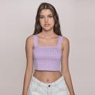 Cropped Juvenil Feminino Amofany Em Malha Jacquard Geométrica - ROXO - P