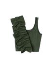 Cropped malha com babado verde militar