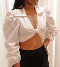 Cropped manga longa bufante