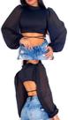 Cropped manga longa preto M