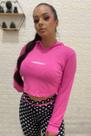 Cropped Manga Longa Rosa Coleção Carnavibes