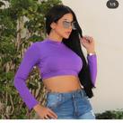 Cropped Manga Longa Roxo