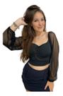 Cropped Manga Longa Tule Princesa Com Bojo Feminino Cropped Manga Longa Tule Princesa Com Bojo Feminino